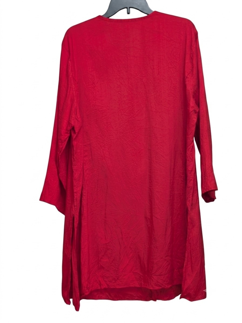 Red Button-Front Tunic Top - Picture 2 of 12